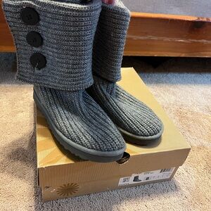 UGG Charcoal Knit Boots with Buttons